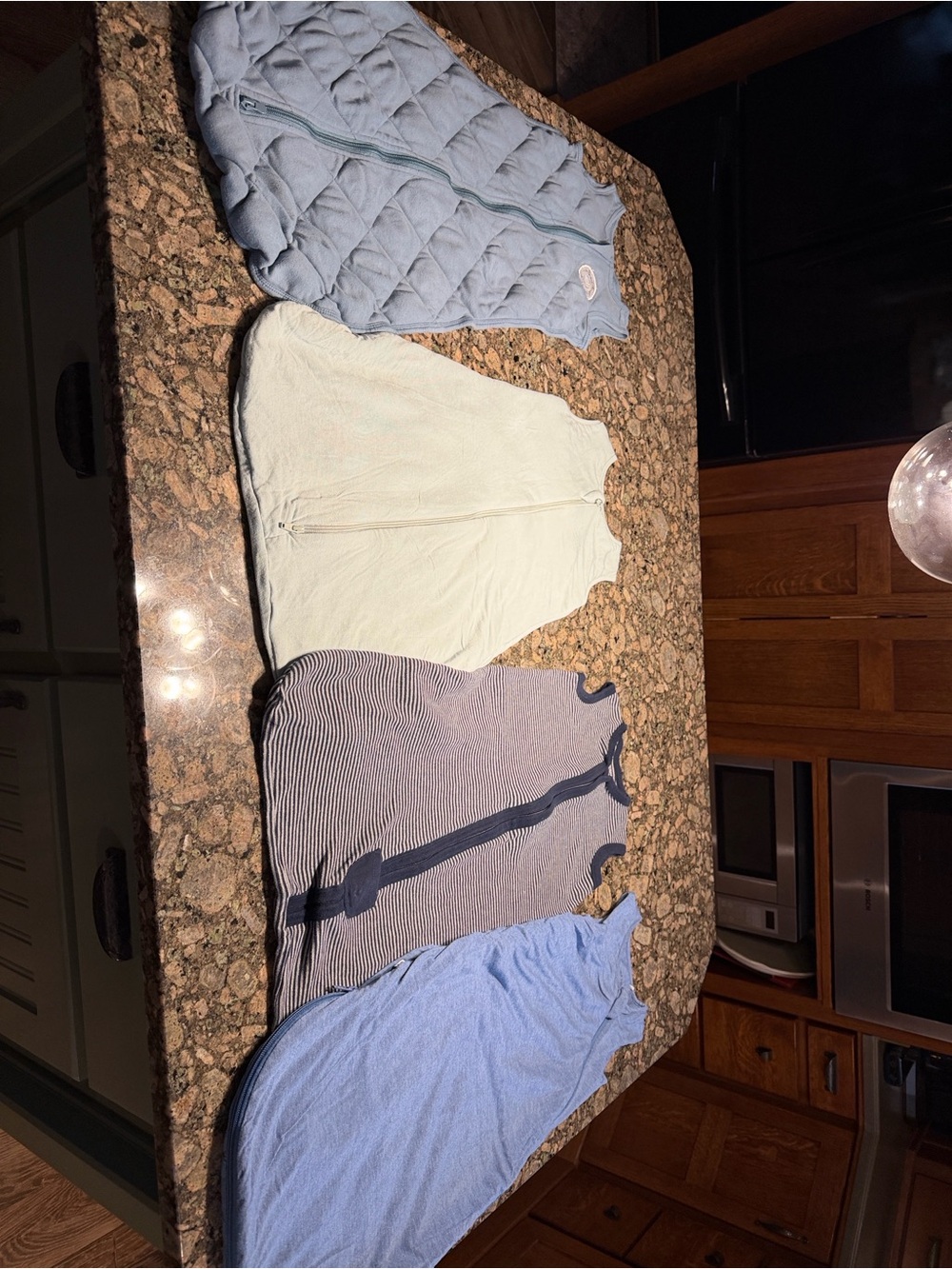 4-Pack Baby Sleep Sacks - Blue, Sage green, Striped Navy, and blue